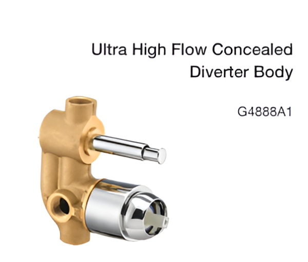 ultra high flow concealed diverter body