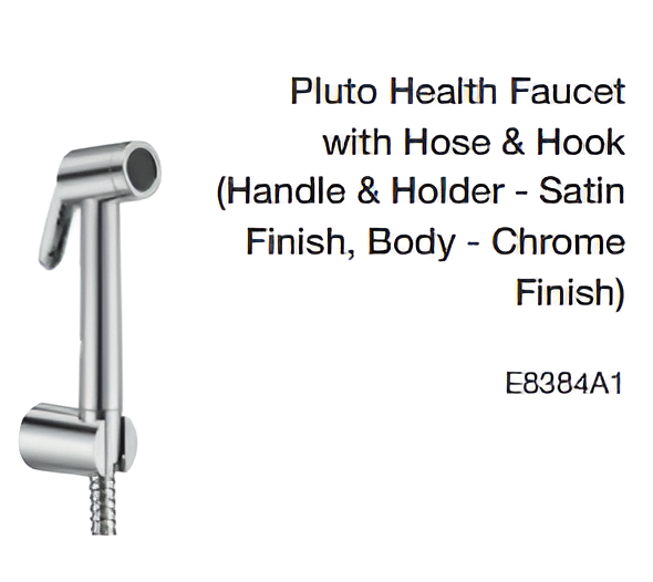 pluto health faucet with hose & hook (handle & holder satin finish, body chrome finish)