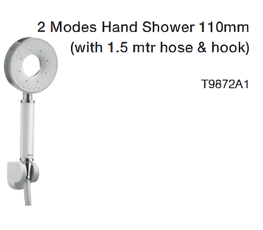2 modes hand shower 110mm (with 1.5 mtr hose & hook)