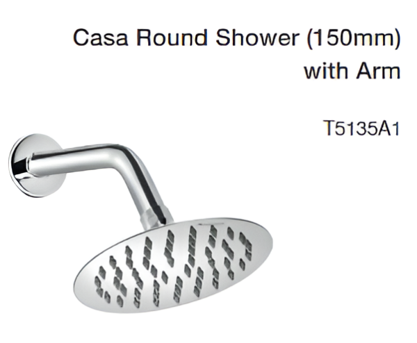 casa round shower (150mm) with arm