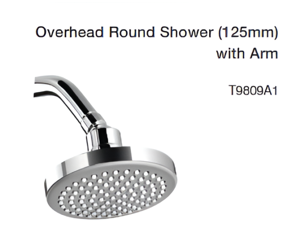 overhead round shower (125mm) with arm