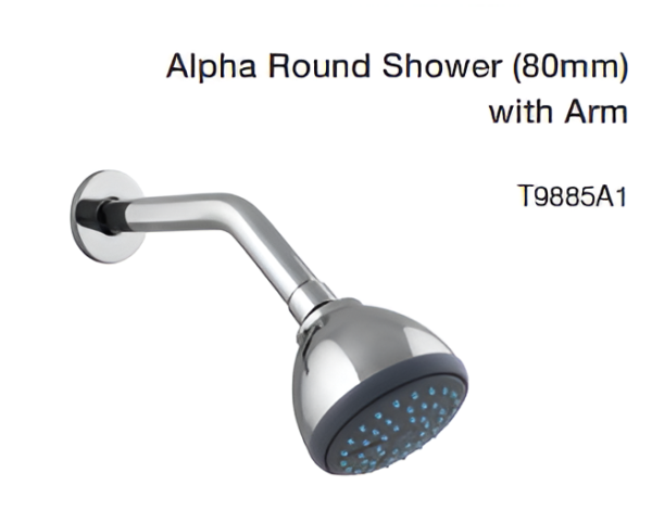 alpha round shower (80mm) with arm